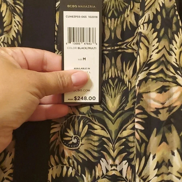 BCBGMaxAzria Green and Black Midi Dress - Picture 4 of 5